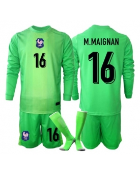 Billige Fotballdrakt Frankrike Mike Maignan #16 Keeper Replika Bortedraktsett Barn VM 2026 Langermet (med bukser)